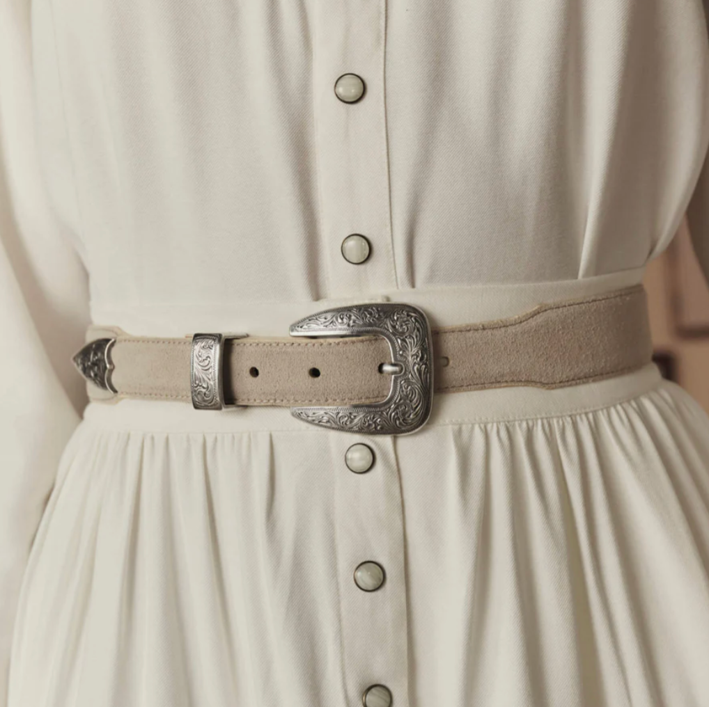 PRUNE Leather Belt Silver & Shell Buckle Cream Belt Coastal Beach Resort NEW Prune | Accessories | Prne Belt Black 85 | Poshmark main image 3