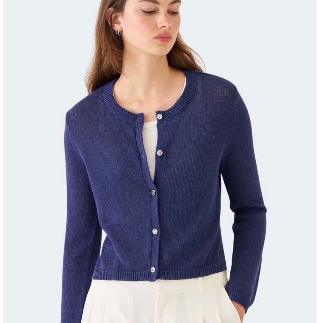 Josie Cotton Linen Cardigan in Indigo Demylee | blu29